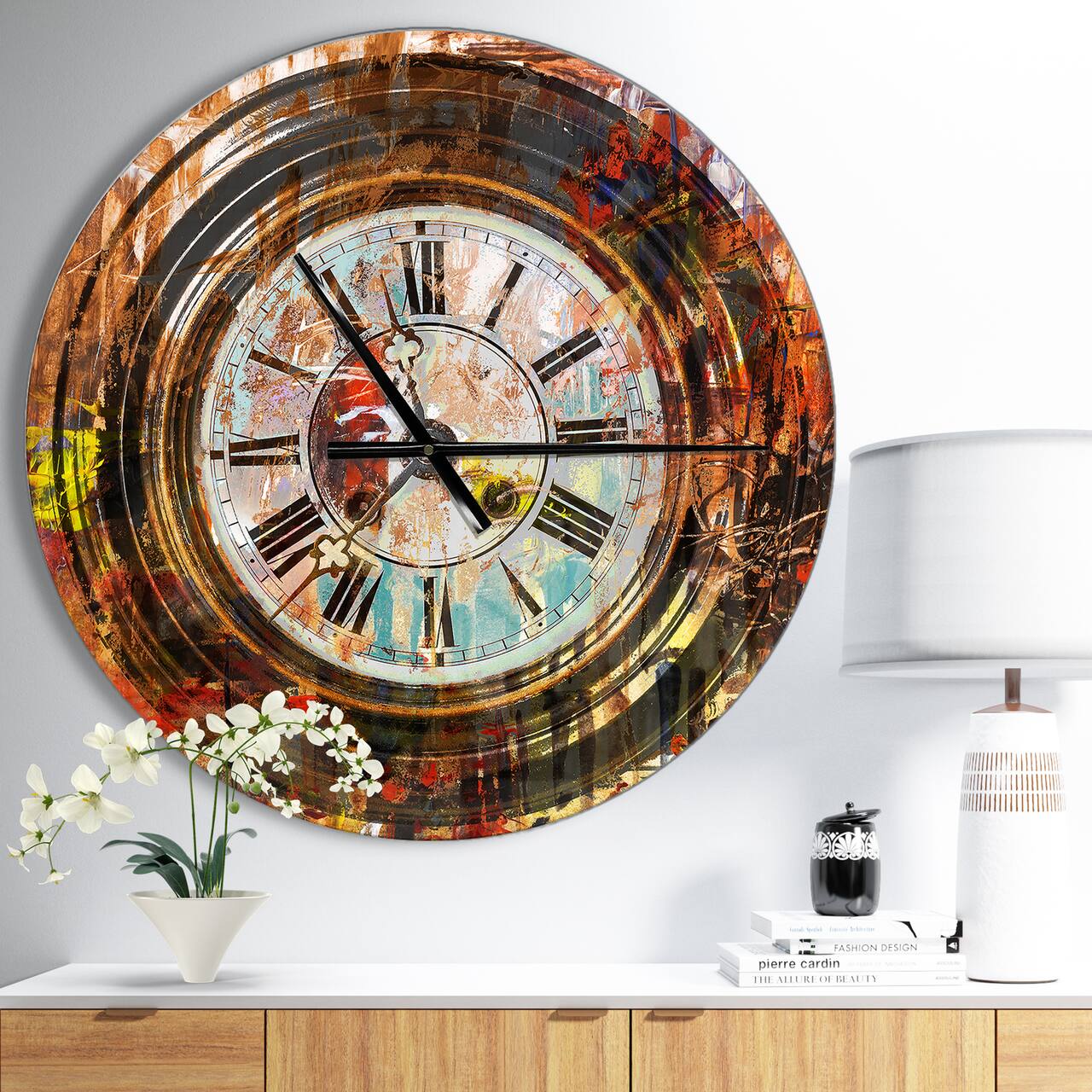 Designart 'People And Time Acrylic Painting Industrial Wall Clock